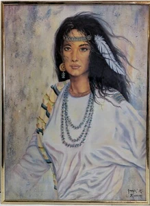 Native American Woman Art Print Poster 16x20 Jonnie K. Kostoff Feather Maiden - Picture 1 of 8