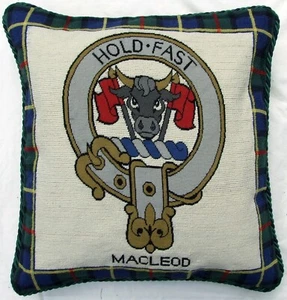 Macleod Green Tartan Cushion Cover Needlepoint Scotland Clan Handmade - Picture 1 of 2