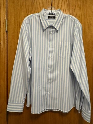 Men's Nordstrom Tech Smart Slim Fit Blue Stripe Button Down LS Dress Shirt 2XL - Image 1 of 4