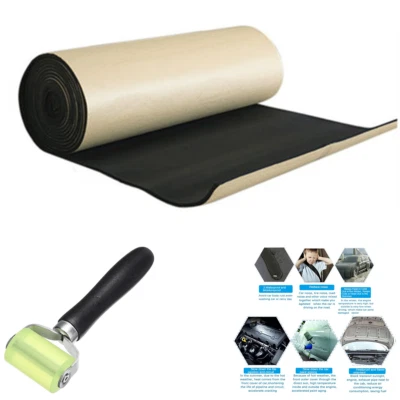 Amortiguador de sonido para automóvil de 10 mm reducción aislamiento de ruido insonorizado con herramienta de rodillo gratuita Foto 1 de 4