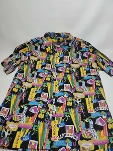 Mens Button Up L Multi Color Las Vegas Party Hawaiian Short Sleeve W/Pocket - Picture 1 of 12