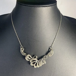 fabulous Vintage 1930s Art Deco Marcasite Collar Scroll Chain Necklace - Picture 1 of 4