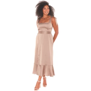 Show Me Your Mumu Claire Midi Dress Sz Large Dune Luxe Satin Bridesmaid Wedding - Picture 1 of 10