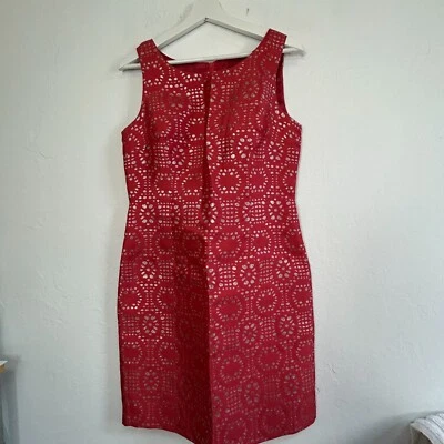Leslie Fay Womens Red Silver Shimmer Sleeveless Mini Sheath Dress Size 8 Lined - Image 1 of 4