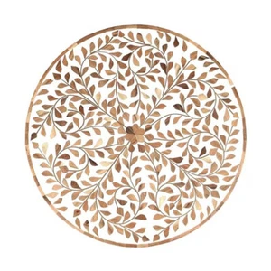 Tavolo da pranzo 48" intarsiato in osso di marmo cutsom per arredamento interni soggiorno - Foto 1 di 7