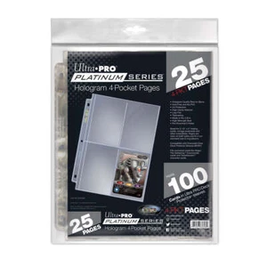 Ultra PRO 25 Ct Platinum 4 Hologram Pocket Pages High Clarity Sleeves Protectors - Picture 1 of 3