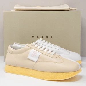 MARNI Beige/White Two-Toned Square Toe Leather Men's Sneakers, (Multiple Sizes) - Picture 1 of 7