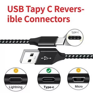 Heavy Duty Charging Phone Cable Type-C USB-C For Samsung Android LG Charger - Picture 1 of 42