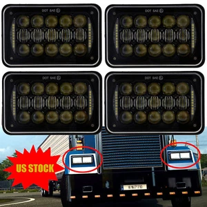 4PCS 4x6" inch Projector Halo LED Headlights with DRL For Peterbilt 357 379 378 - Picture 1 of 11