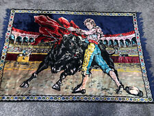 Vintage Tapestry 6' x 4' Spanish Matador Bullfighter Velvet with wall hangers