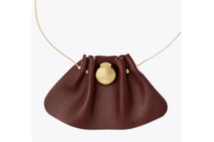 TORY BURCH FLUTED LEATHER PENDANT Gold-TONE Necklace Retail: $298 - Picture 1 of 7