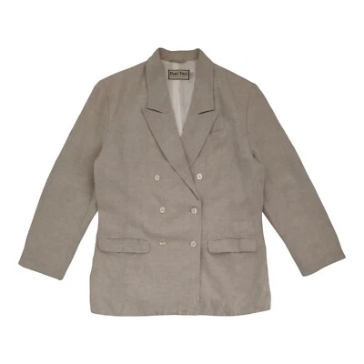 90s Vintage Damen Blazerjacke S/36, Beige, Leinen/Viskose, Zweireihig - Bild 1 von 4