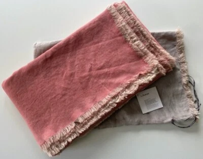 LE STANZA GI DESIGN Jute Bed Cover Reversible Gradation Salmon Natural NWT - Image 1 of 4