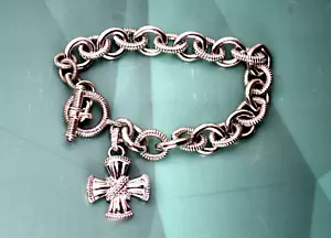 Cadena pulsera Judith Ripka de plata de ley 925 con dije de corazón - Imagen 1 de 4