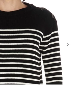 SAINT LAURENT gestreifter Pullover mit Rundhalsausschnitt - schwarz/weiß - Größe L - Bild 1 von 4