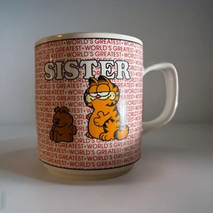 Taza vintage Garfield años 70 World’s Greatest Sister 10 OZ cómic Jim Davis - Imagen 1 de 7