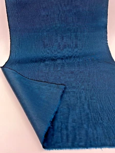 Petroleum Blue Colour Silk Moire Fabric By 2 Meters,  Watermark Patterned. - Picture 1 of 8