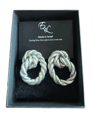 NWT E&L Sterling Silver made in Israel Omega Earrings / Box - Image 1 of 4