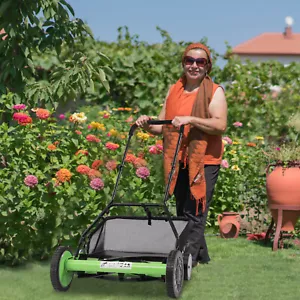 Manual Hand Push Grass Cutter Lawn Mower Garden Lawnmower 20" Cutting Width - Picture 1 of 11