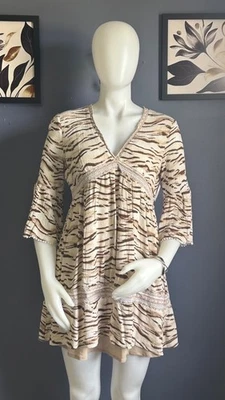 Mini Vestido Pequeño INC International Concepts Estampado Animal Encaje Ribete Calado Foto 1 de 2