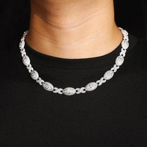Custom 925 Sterling Silver Eye Link Moissanite Hip Hop Iced Out Chain for unisex - Picture 1 of 4