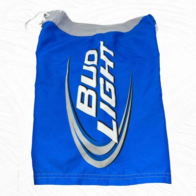 Bud Light Swim Trunks Men's Size 34 Blue Draw String lined lightweight Pocket - Image 1 of 4