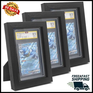 3 PACK Graded Trading Card Display Case PSA Slab Sport Football Baseball Wood US - Picture 1 of 9
