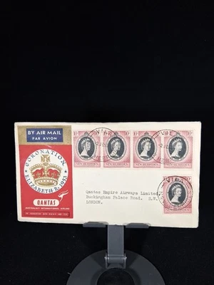 1953 CORONATION OF QUEEN FDC NEW HEBRIDES QUANTAS - Image 1 of 4