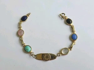 Pulsera Escarabajo Vintage Renacimiento Egipcio Multicolor 7" Largo  - Imagen 1 de 5