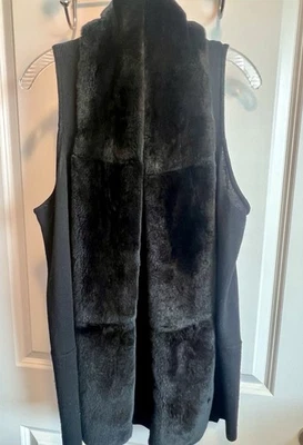Linda Richards Luxury Black Rex‎ Fur/Wool Vest XS - Image 1 of 4