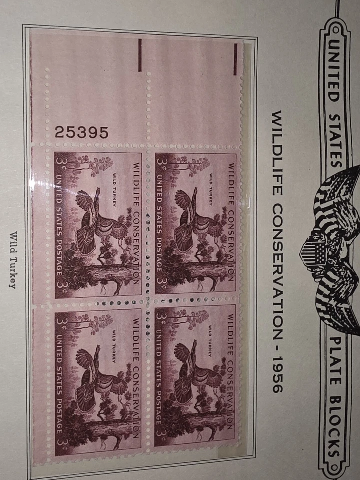 US Stamp Sc #1077 1956 Wildlife Conservation Issue 3c Plate Block Unused - #J40 - Image 1 of 1