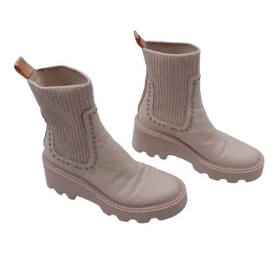 Botas Chelsea Dolce Vita Hoven H2O Cuero Tachonado Plataforma Crema Talla 5.5 Boho Foto 1 de 4