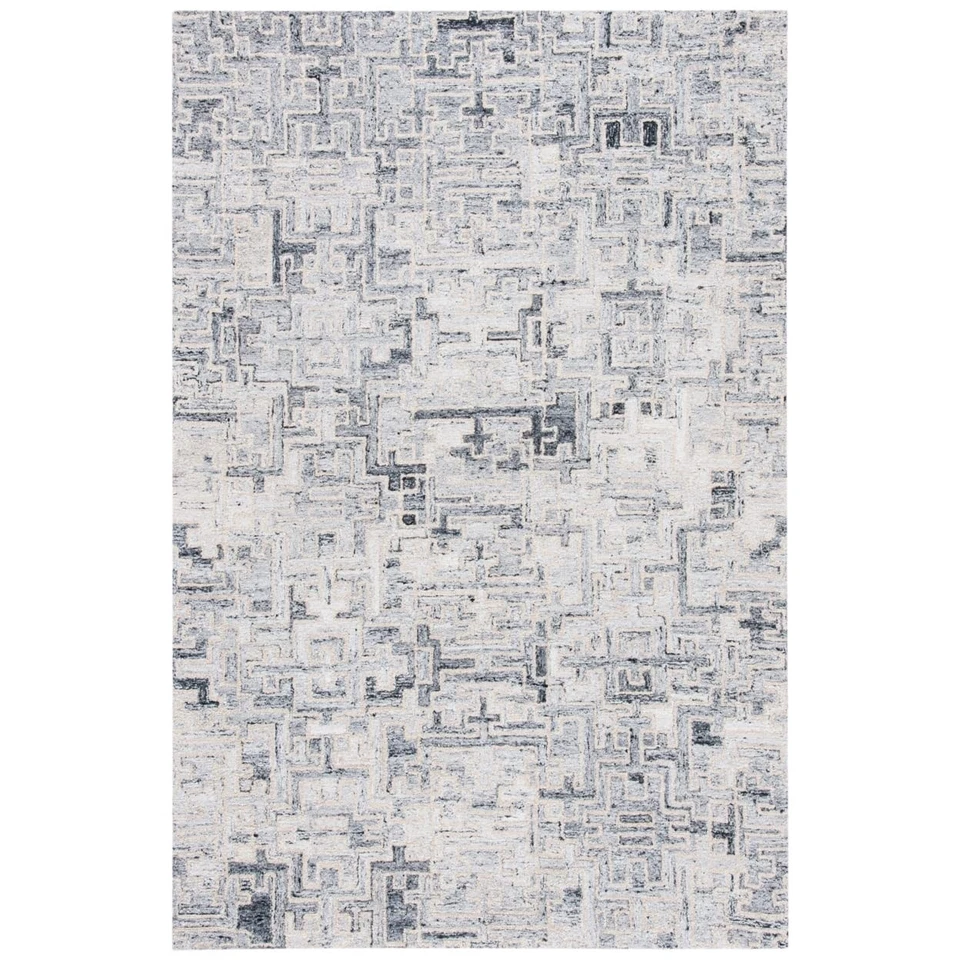 Abstract Collection Accent Rug - 2' x 3', Ivory & Black, Handmade Wool, Ideal... - Image 1 of 1