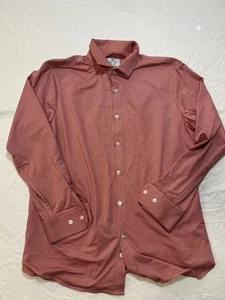 Mizzen Main Shirt Mens Large Red Gingham Plaid Stretch Button Down Trim Fit - Picture 1 of 10