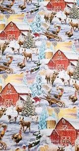 David Textiles - Christmas Frosty On The Farm Quilting and Crafting Fabric - Picture 1 of 3