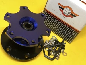 Steering wheel quick release Splined bolt on hub adapter Racing Epman Blue - Picture 1 of 5