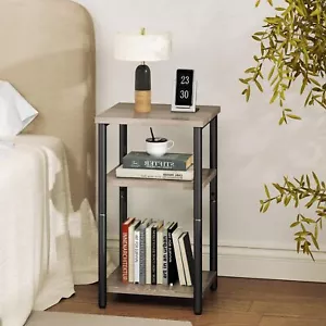 3-Tier End Table Small Side Table Storage Shelf Nightstand with Adjustable Feet - Picture 1 of 26