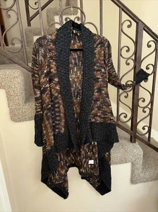 Willow & Clay Brown Cream Rust Knit Cardigan Sweater Sz S/M￼ - Picture 1 of 6