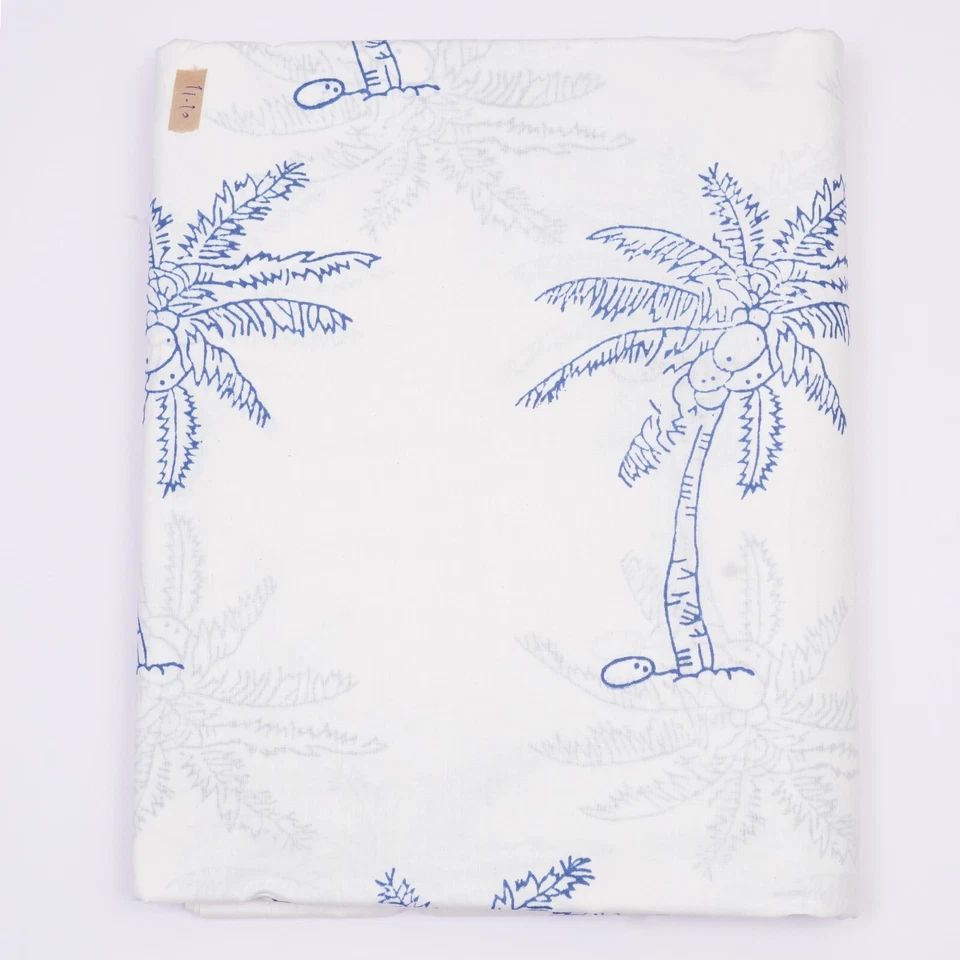5 Yard Fabric Cotton Dress Material Sanganeri Palm Tree Print Hand Block - Image 1 of 4