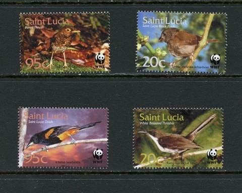 X820  St. Lucia  2001  birds   4v.    MNH Cover