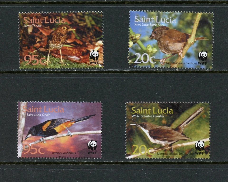 X820 Сент-Люсия 2001 птицы 4 В.    Как новые без наклеек и следов - Изображение 1 из 1