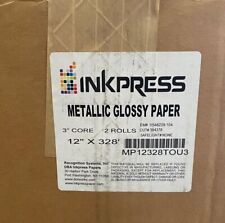 2 NEW rolls of dry lab printer paper, Inkpress Metallic Glossy Paper, 12"x328'