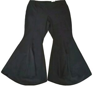 INC Women Dress Pants Plus Size 24W Flare High-Low Hem Stretch Black W47" In 29"