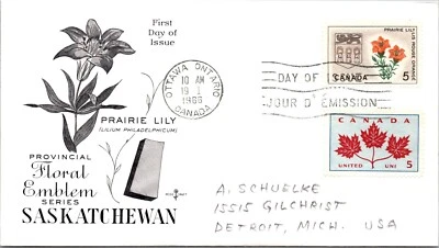 Canada 1966 FDC Floral Emblem Series - Ottawa, Ont - Pair - F76631 - Image 1 of 2