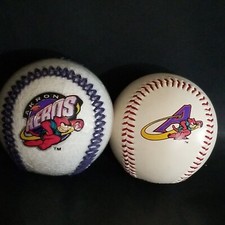 3 VTG Akron Aeros Souvenir Clear Baseball Rare Rawlings & WQMX 94.9 FM BPI INFO