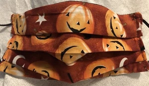 Pumpkin Reversible Handmade Face Mask - Accordion Style - NWOT - Picture 1 of 2