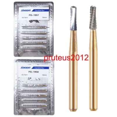 Brocas de carboneto dental para peça de mão de alta velocidade FG 1957 1958 corte de coroa - Imagem 1 de 4