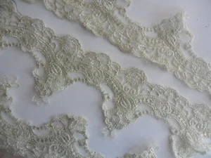 Elegante Spitze elastisch Borte Creme gold  Breit 6,5cm - Picture 1 of 4