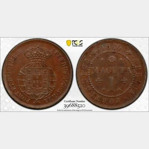 1860 Angola Macuta. PCGS MS 63 BN. KM-59 - Picture 1 of 5