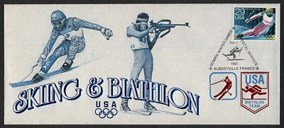 1992 Winter Olympics-Skiing/Biathlon-11 Feb 92, USPS Cachet **ANY 5=FREE SHIP** - Image 1 of 3